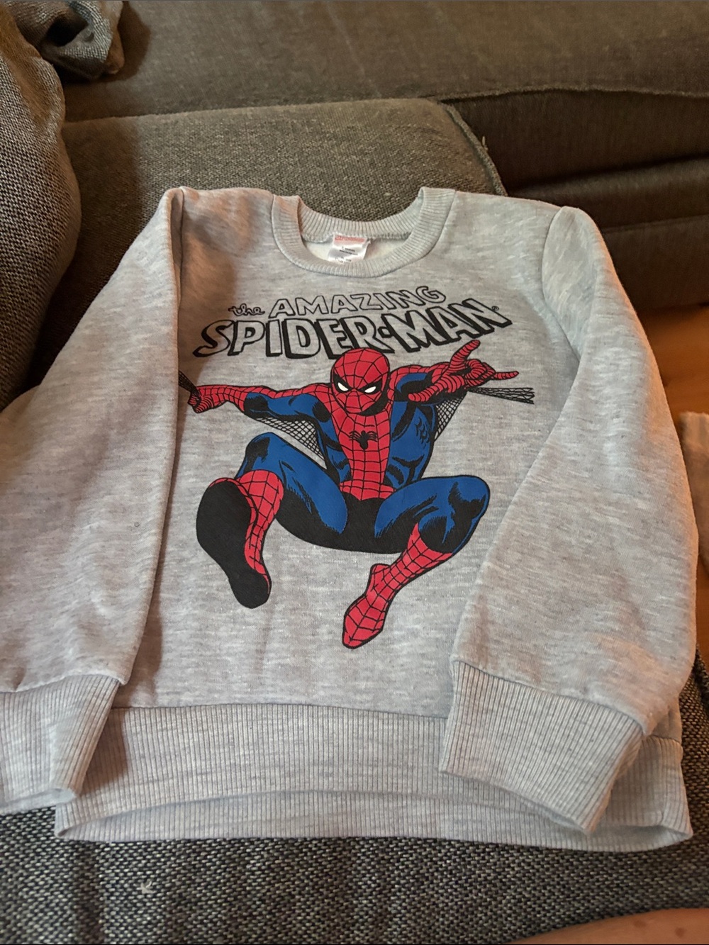 Marvel Grey Kids Spider-Man Graphic Sweatshirt with Red & Blue Print